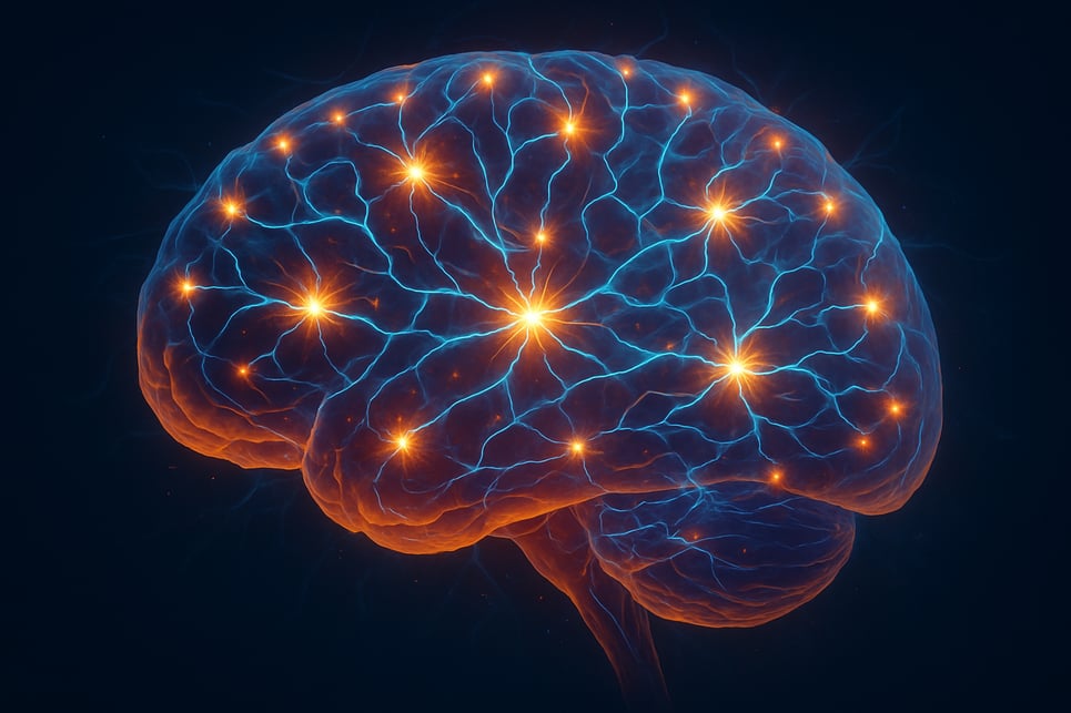 A brain that is showing the neurons firing-1