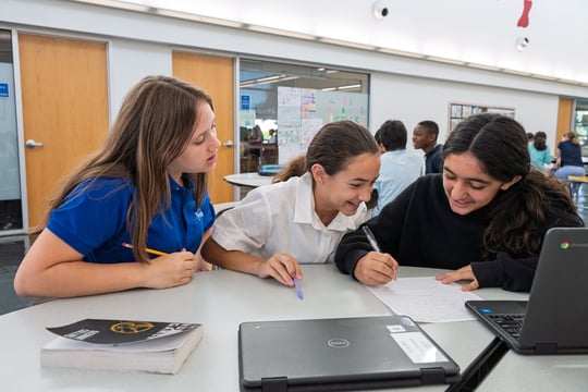 7th Grade students working together