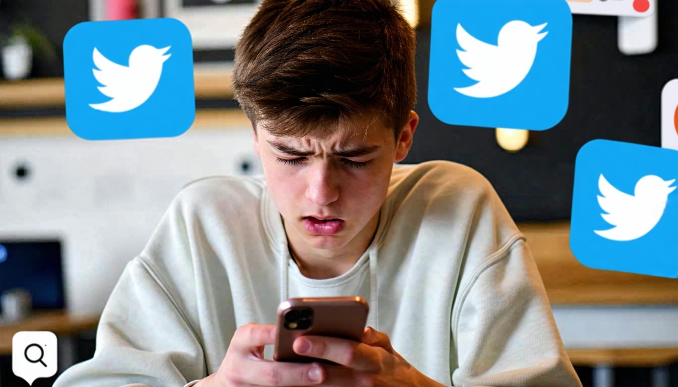 A teenager looking stressed while looking at their